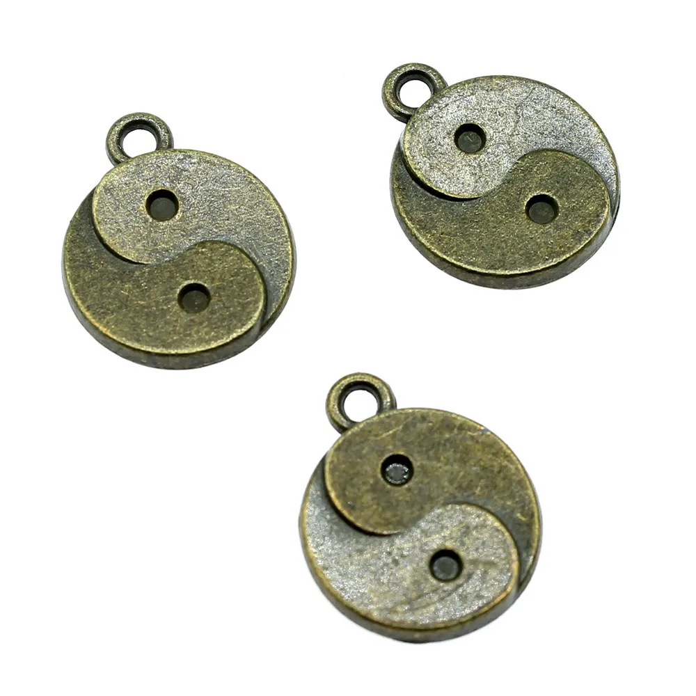 

10pcs Charm Tai Chi Vintage Yin Yang Charms Pendant For Jewelry Making Antique Bronze Color Tai Ji Charms 15x18mm