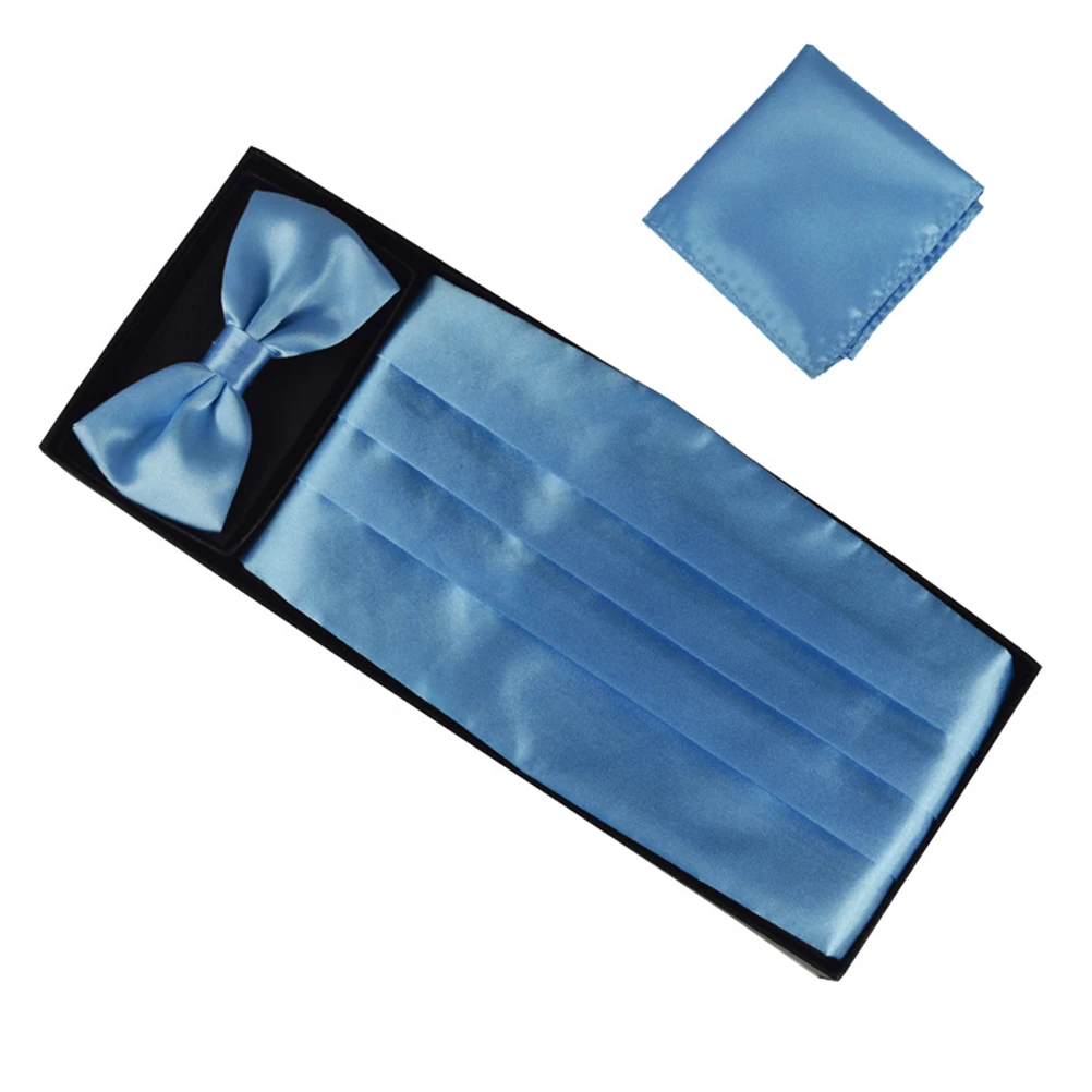 Fashion Coffee Cummerbund Bow Tie and Pocket Square Set