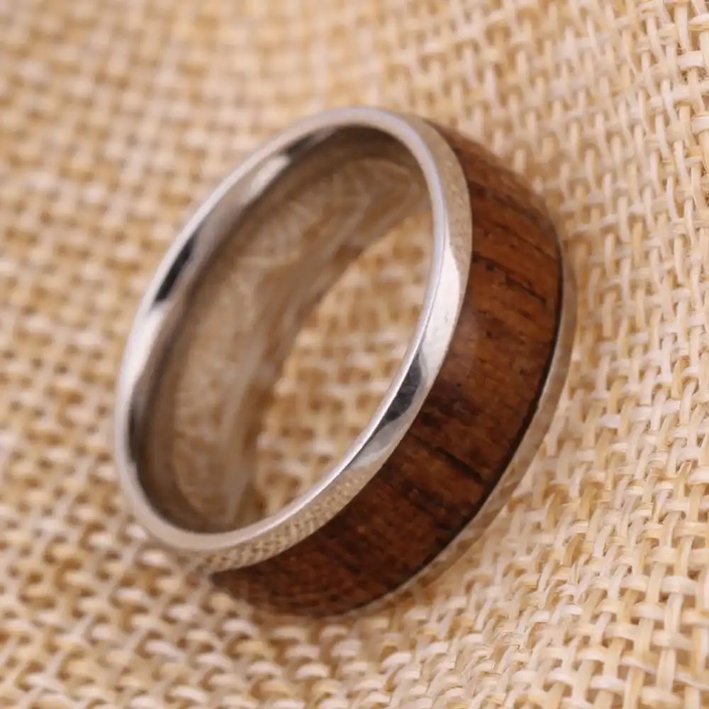 316l Stainless Steel Ring Men S Wedding Ring Retro Wood Grain