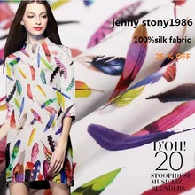 Крепдешин последние перо цвет цифровой струйный крепдешин шелковая ткань одежда ткани шелковые ткани