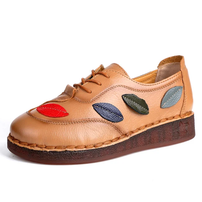 AARDIMI/Женская обувь на плоской подошве ручной работы из натуральной кожи в стиле ретро; Zapatos De Mujer; повседневные женские туфли-оксфорды; tenis feminino - Цвет: 1