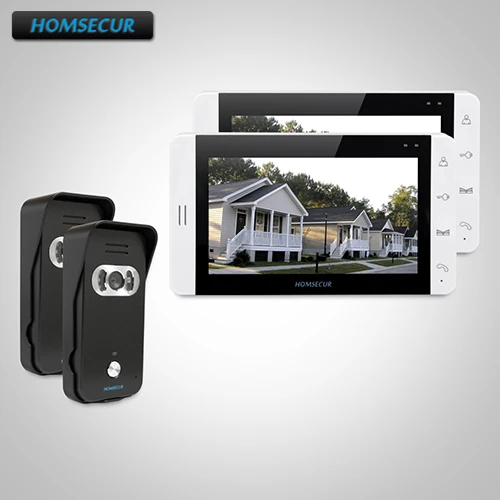 

HOMSECUR 7" Wired Video&Audio Smart Doorbell+Black Camera for Apartment 2C2M TC021-B Camera (Black) + TM703-W Monitor (White)