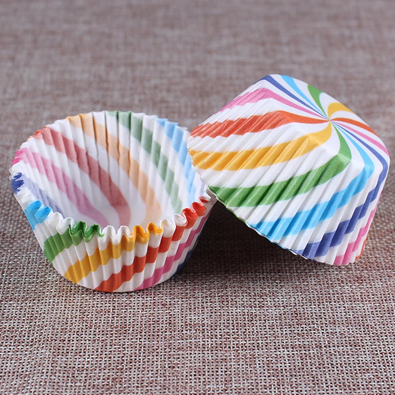 Behokic 100 Pcs DIY Mini Baking Cups Dessert Molds Cupcake Liners Random Pattern