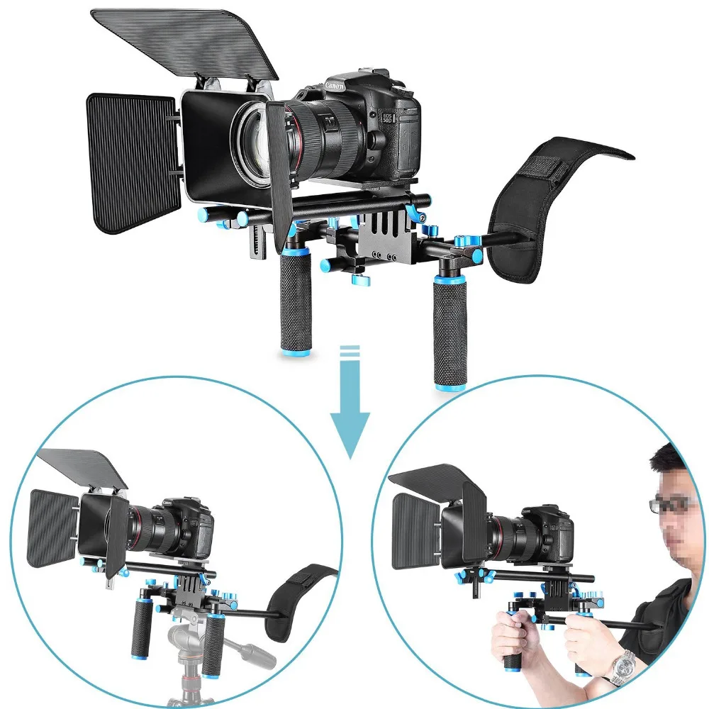 Набор для видеосъемки Neewer: наплечное крепление+ 15 мм рельсовая система+ Матовая коробка для Canon/Nikon/sony/Pentax DSLR