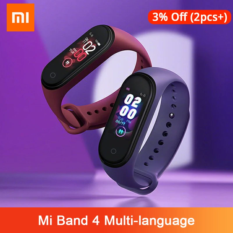 Xiaomi mi Band 4, музыкальный смарт-браслет mi band 4, фитнес-браслет, 135 мА/ч, цветной экран, 50 м, водонепроницаемый, Bluetooth 5,0