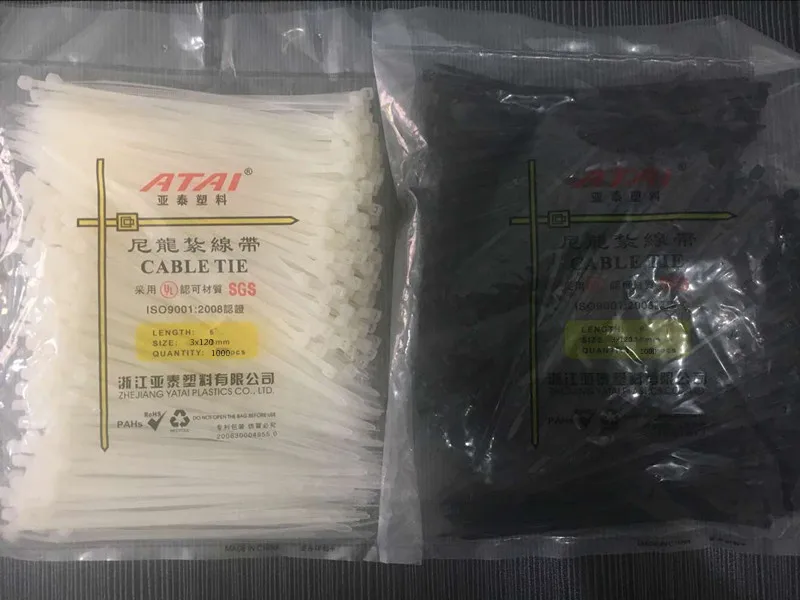 

1000pcs 3 x 120 mm 3 x120 width 2.1 mm length of 100 mm white/black winding self-locking nylon cable ties line post free shippin