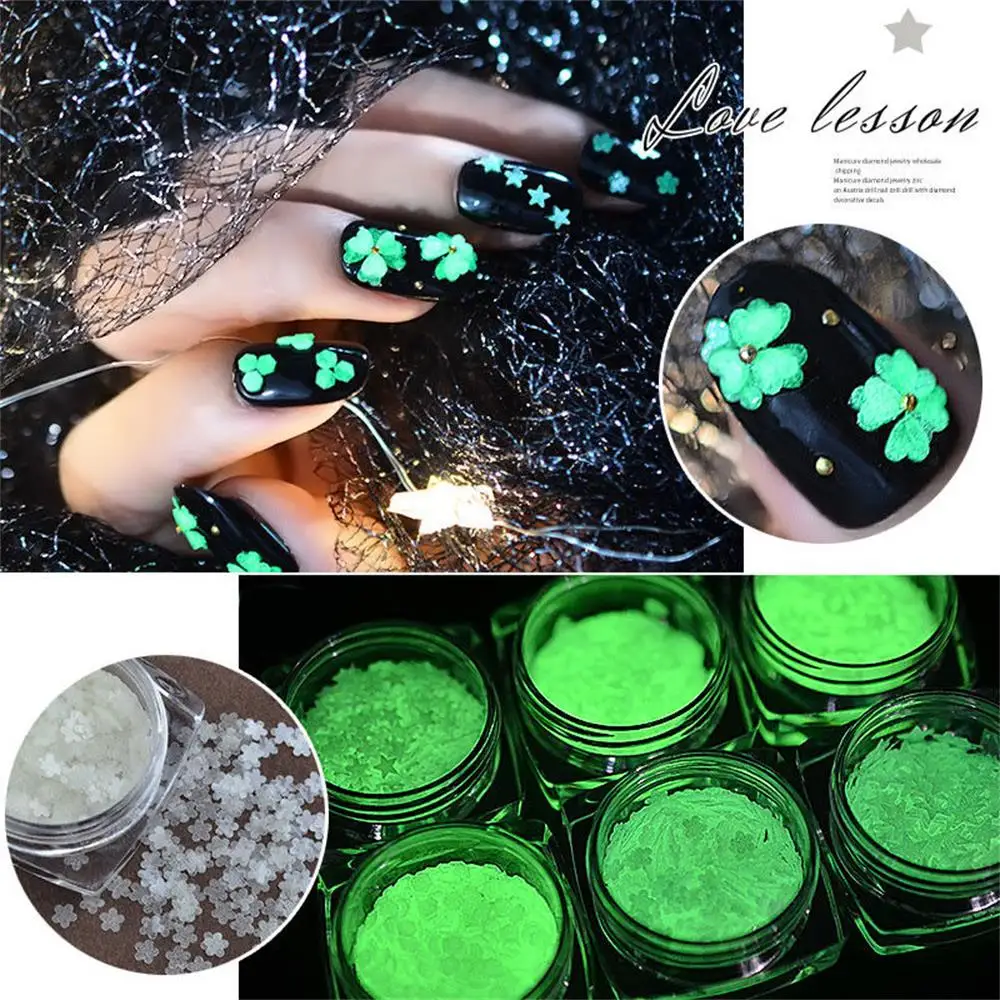 

1 Box/Set Mixed Fluorescent Nail Art Sequins Heart Star Round Glow in the Dark Ultra-thin Flakes Luminous Glitter Powder Decors