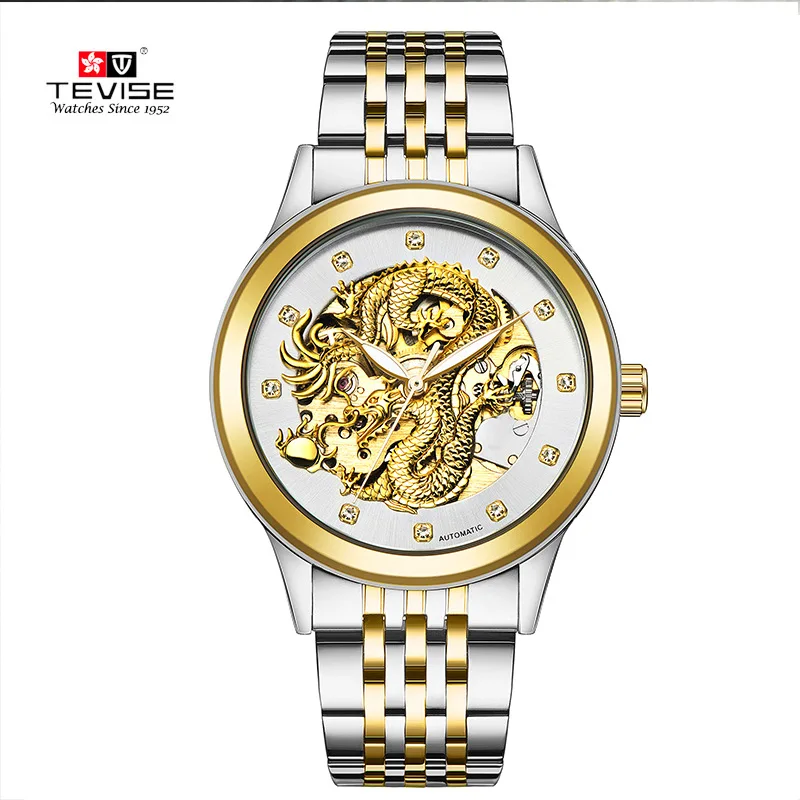 

TEVISE Luxury Brand Watch Men Fashion Automatic Mechanical Wristwatch Steel Strap Watch Relogios
