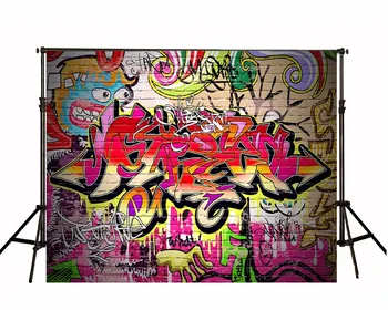 

TR 10x10FT Street Music Band Graffiti Wall Hip Hop Custom Photo Background Studio Backdrop Art Fabric Newborn Photography Props