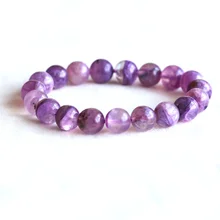 Натуральный прозрачный фиолетовый Чароит стрейч отделка браслет с круглыми бусинами 10 мм 05088