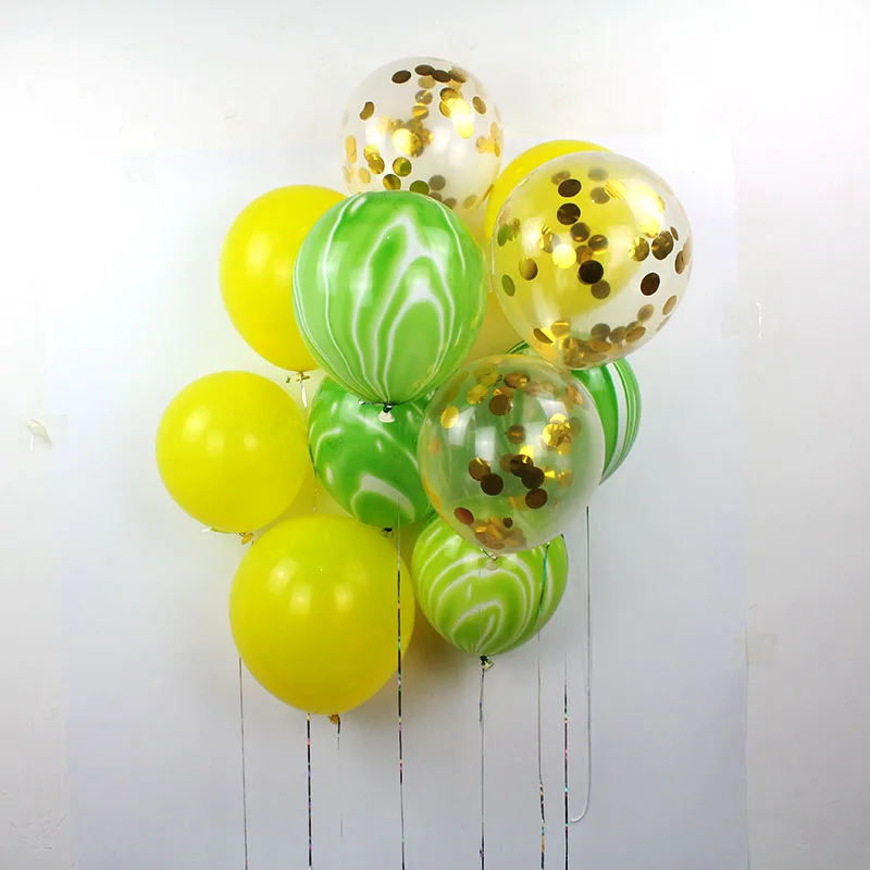 15pcs Yellow GreenMN KAMMIZAD воздушные шары в виде единорога на день рождения, Рамадан, розовое золото, воздушный шар "Конфетти", свадебное украшение, детский латексный шар, Гелиевый шар - Цвет: 15pcs Yellow GreenMN