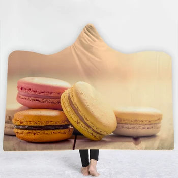 

SOFTBATFY Sweet Macaroon Hooded Blanket Fleece Throw Blanket Dropshipping