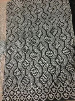 

glued glitter print african mesh tulle YG-57 lace 5yards for wedding/evening dress/party in silver color