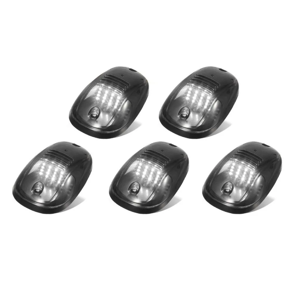 

White 5pcs Smoked LED Roof Top Truck SUV Cab Marker Running Clearance Light Set