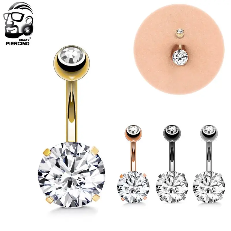 Buy Double Crystal Rhinestone Navel Belly Button Ring