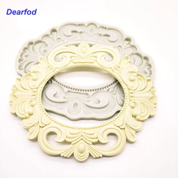 

MX166 Big Size Retro Mirror Silicone Sugar Mold Silicone Cake Brim Decoration Mold Kitchenware DIY Tool