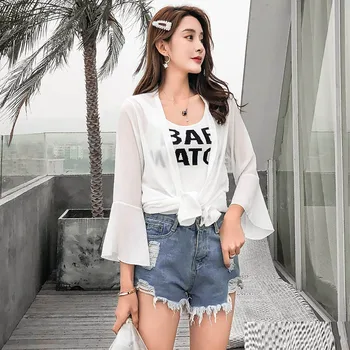 

Women Casual Cardigan 2019 Summer Long Loose Blouse Tops Ladies Blouse Top