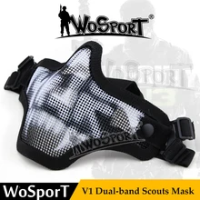 WoSporT тактический маска V1 металла Проволочная сетка половина Уход за кожей лица защитный Пейнтбол Аксессуар для Охота армии Airsoft CS излучению открытый