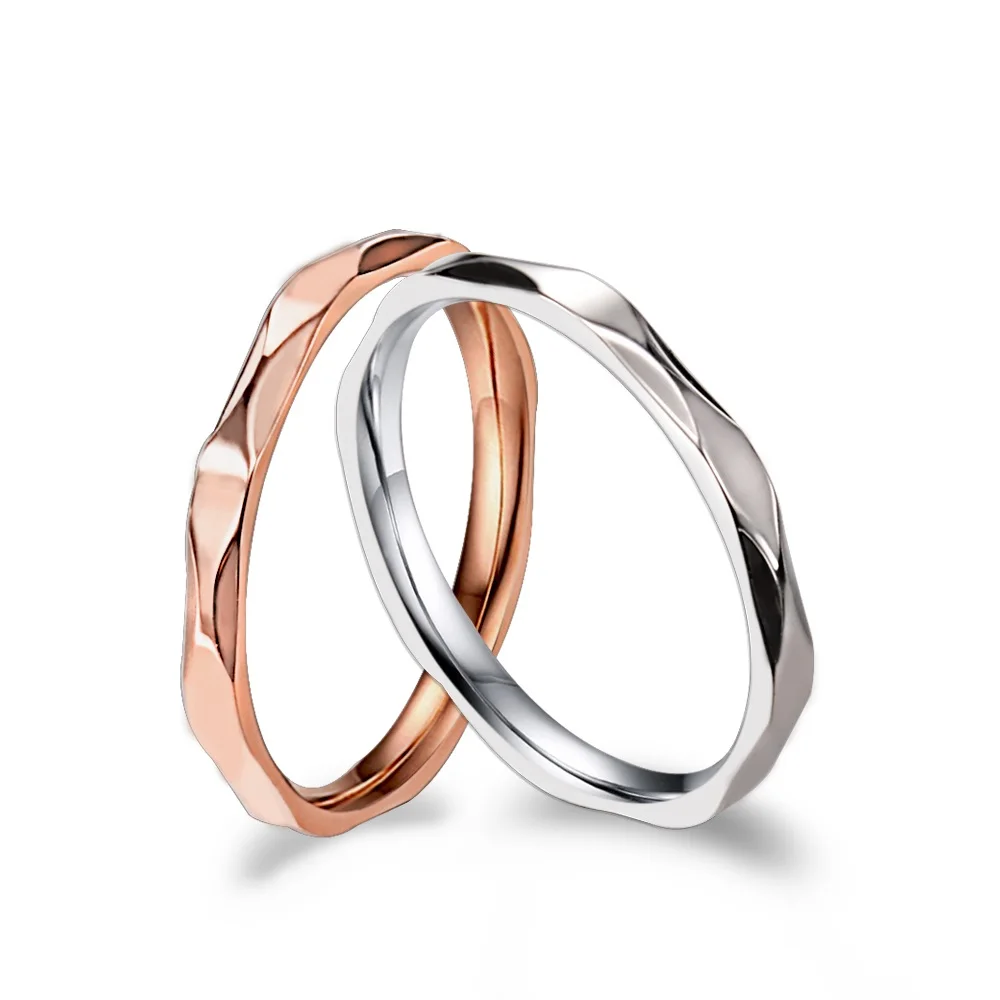 

JHSL 2 mm Small Thin Stainless Steel Women Wedding Rings Silver Rose Gold Color US size 4 5 6 7 8 9