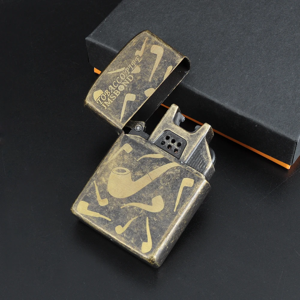 

Smoking Pipe&Skull Pattern Cigarette Lighter USB Electronic Rechargeable Side Switch Torch Lighter Pulsed Arc Lighter Windproof
