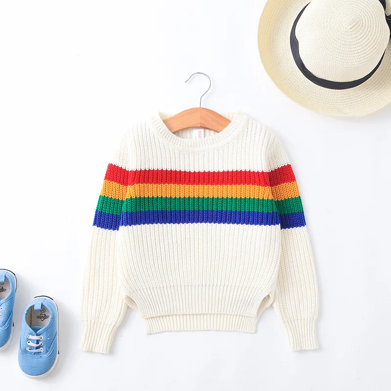 

European and American autumn new 2018 Parent-child outfit Long-sleeve rainbow print sweater Girls'