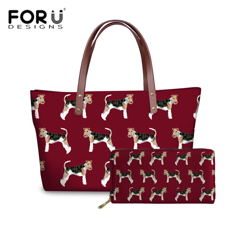 

FORUDESIGNS Hand Bags for Women Fox Terrier Printing Shoulder Tote Bag Ladies Fashion Handbags Females Top-Handle Bags Travel