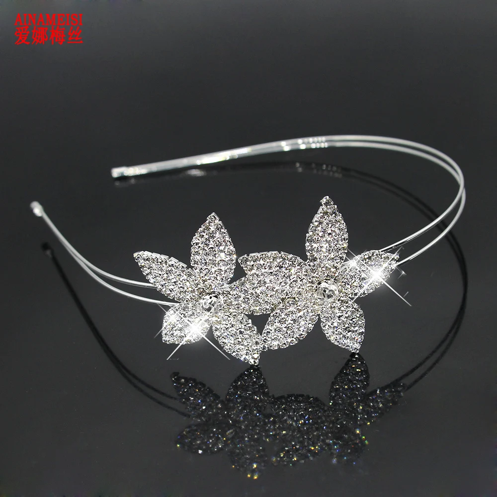 

AINAMEISI Bridal Crown Tiaras Wedding Prom Hair Accessories Rhinestones Silver Flower Pattern Girls Hairbands Hair Jewelry Gift