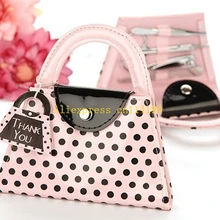 100 компл./лот Свадебная вечеринка подарок сувениры розовый горошек Кошелек маникюрный набор для новобрачных подарок для новорожденных малышей, педикюрный набор