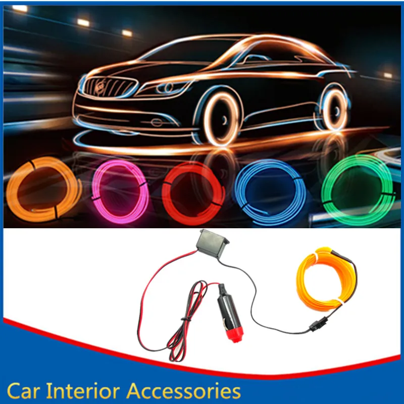 

Car Styling 2m Car Interior Light Ambient Light Cold Light Line DIY Decorative Dash board For Peugeot 307 206 301 207 2008 408