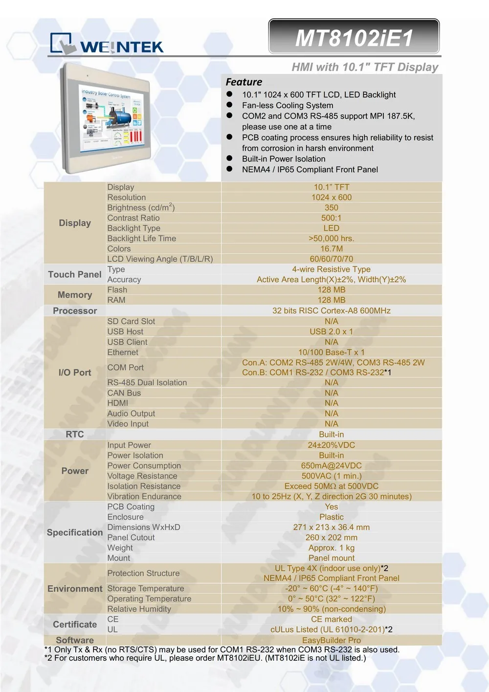 10," HMI MT8102IE 10,1 дюймов Сенсорная панель Ethernet Замена MT8101iE MT8100ie Weintek Weinview в коробке