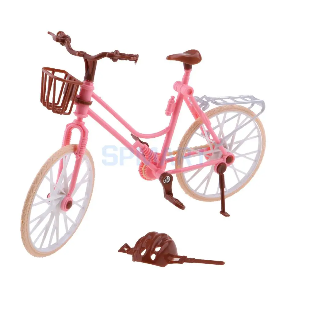 MagiDeal миниатюрный Пластик розовый велосипед модель с шлем для 1/6 шкала кукла Acc Для детей претендует игрушки отличный подарок