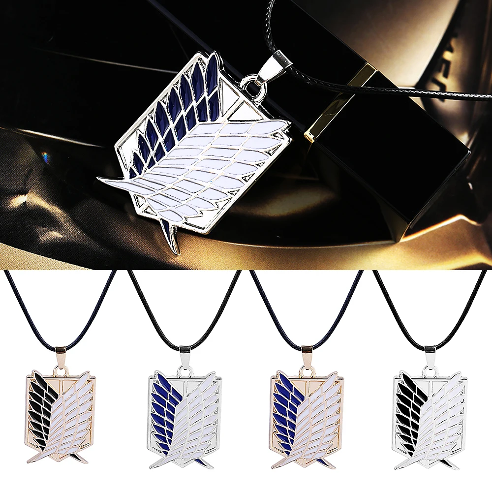 Anime Peripheral Pendant Necklace Attack on Titan Scout Regiment Logo Survey Corps Erwin Smith Accessories Jewelry | Украшения и