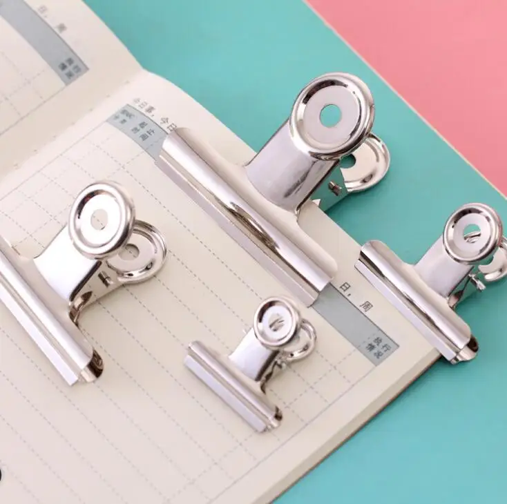 Buy 6PCS/Pack Paper Clips Office File Clip Stainless Steel Metal Receipt Folder