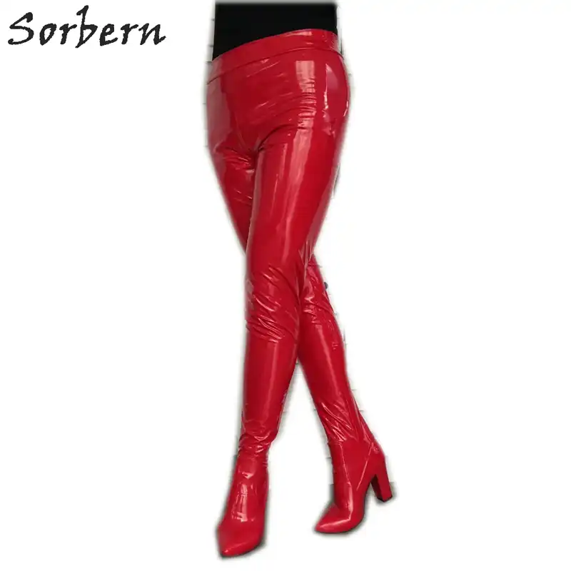 thigh high boots with jumpsuit