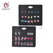 DANZE 9 пар/лот, набор сережек-гвоздиков для девочек, милые наушники в виде доллара, детские серьги-гвоздики для велосипеда, детские ювелирные изделия