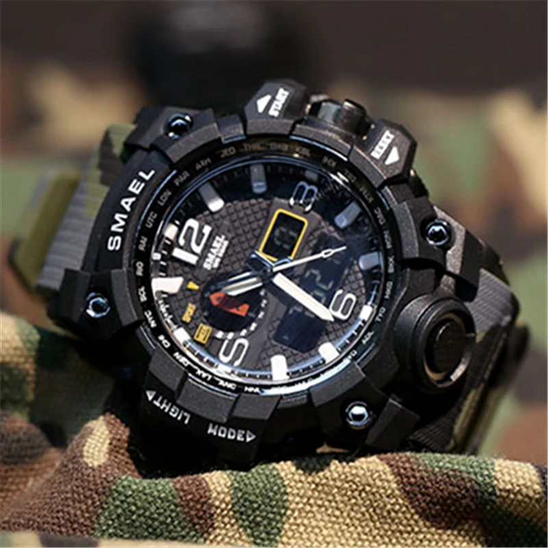 SMAEL брендовые камуфляжные модные цифровые часы для мужчин спортивные аналоговые кварцевые часы для плавания светодиодный электронные часы для мужчин s Relogio Masculino
