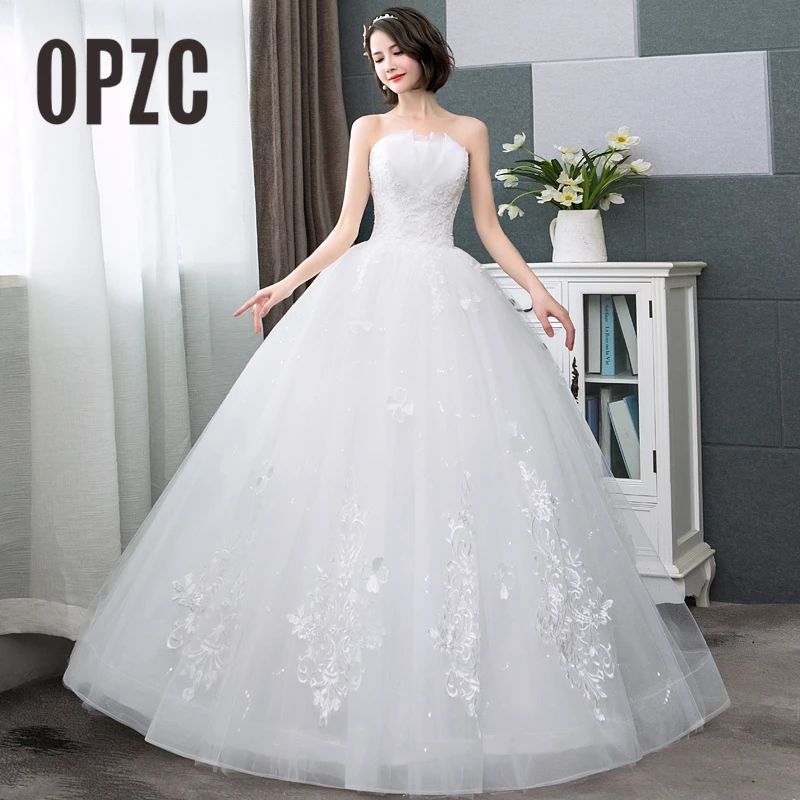 

Real Photo Hot Sale Korean Lace Up Ball Gown Cheap Wedding Dresses 2018 New Fashion Claasic Customized Plus Size Bridal Dress