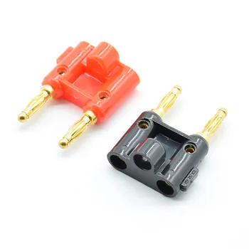 

2 Pcs/ Lot Double Row 4mm Banana Plug Connector 4mm Speaker Plug Adapter Two-position Audio Plug Lantern Cross Plug Connector