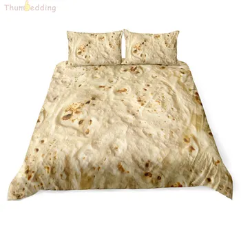 

Thumbedding White Fried Cake King Size Bedding Sets Food 3D Duvet Cover Set Digital Printing High Quality Designed Bed Set 3pcs