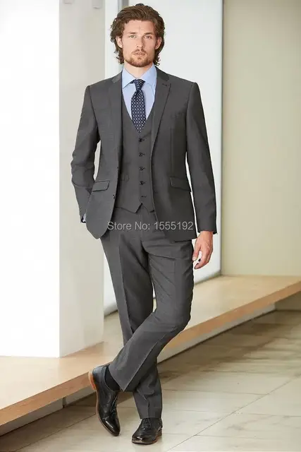 2017 New Charcoal Groom Tuxedos Wedding Suit For Men Designers 2017 New Charcoal Groom Tuxedos Wedding Suit For Men Designers Tailored Prom Suits Boyfriend Blazer Bridegroom