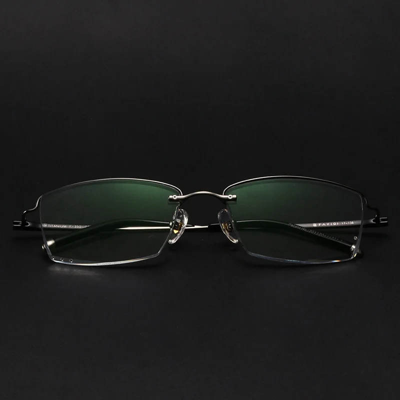 Очки без оправы из чистого титана, оправа для мужских очков, оптическая модная оправа, очки, Брендовые очки, дизайнерские очки для мужчин#350 - Цвет оправы: Silver