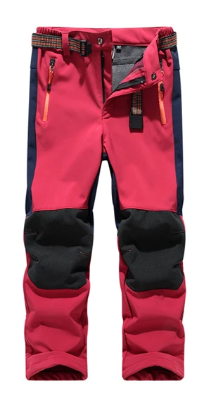 Акция; детские штаны; теплые брюки в стиле пэчворк; ветрозащитные водонепроницаемые спортивные детские штаны для мальчиков и девочек - Цвет: Red