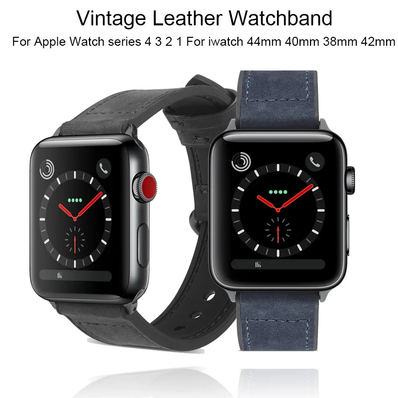 Винтажный ремешок из натуральной кожи для Apple Watch Series 4 3 2 1 браслет ремешок для iwatch 44 мм 40 мм 38 мм 42 мм запястье