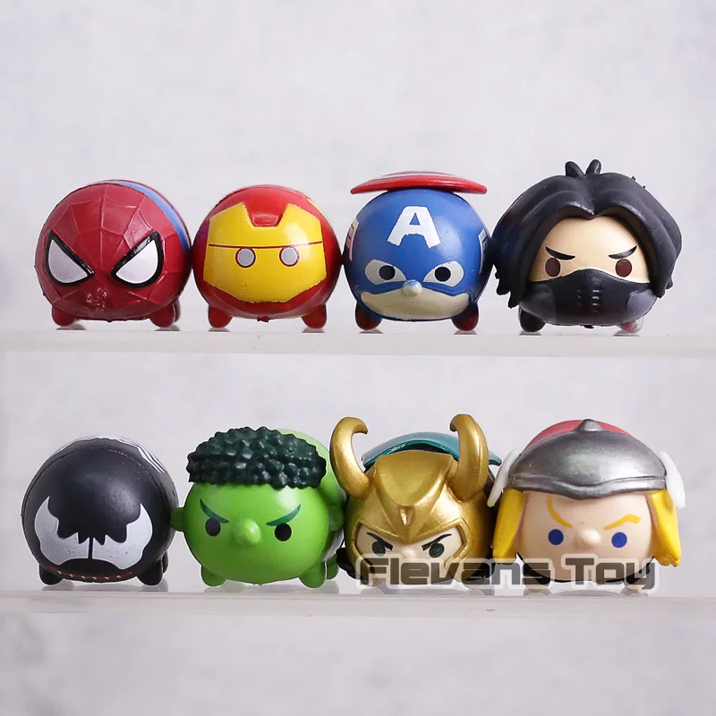 

Marvel the Avengers 8pcs/set Kawaii Mini Spider man Iron Man Hulk Captain America Loki PVC Avengers Figure Toys