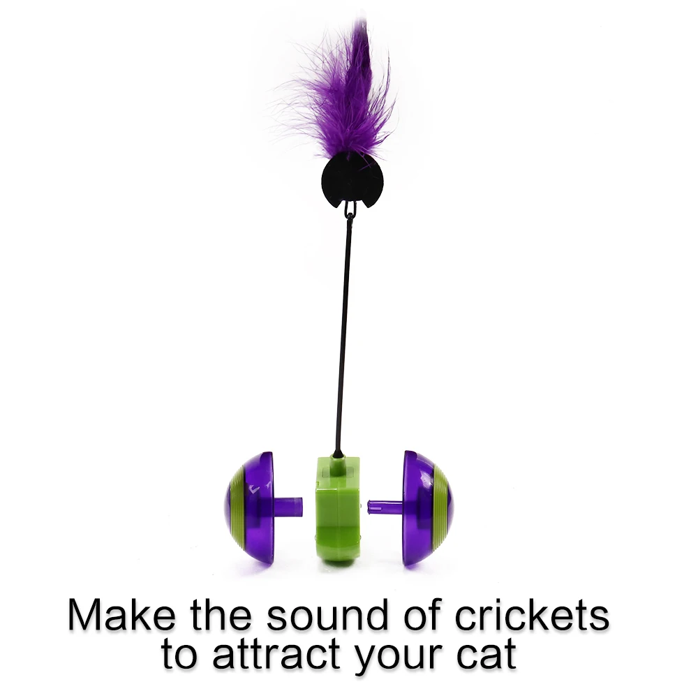 Cat Interactive tumbler Ball Degree Self Rotating Ball Automatic LED Light Entertainment Exercise Cat Toy With Feather Singsing