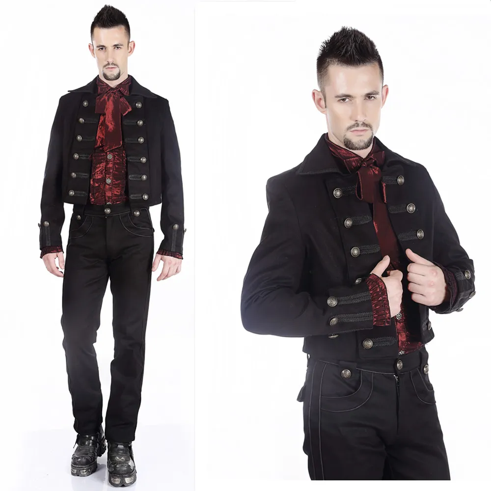 Men's Gothic Steampunk Black Parade Military Marching Band Drummer