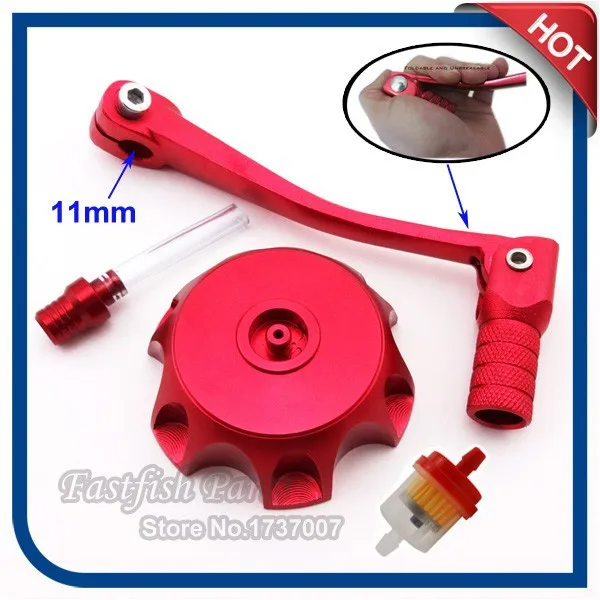 STONEDER Red Gear Shifter Lever Fuel Tank Cover Cap Filter For 50 160cc Chinese Pit Bike 