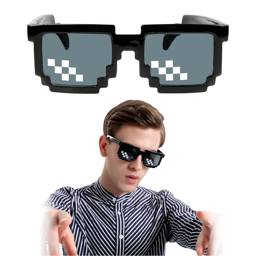 Мотоциклетные солнцезащитные очки с УФ-защитой, мозаичные винтажные очки 3/6 бит MLG, пиксельные солнцезащитные очки, очки для мотокросса, гоночного велосипеда