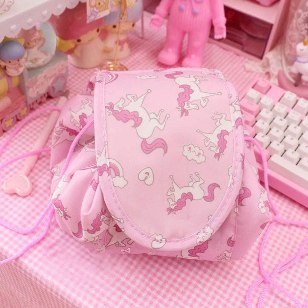 Large Capacity Lazy Makeup Toiletry Bag Drawstring Portable Travel Casual Waterproof Quick Pack Magic Makeup Storage Bag Perfect for Women Girls (Unicorn)02