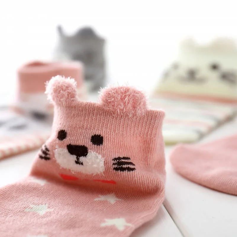 Fashion 5 Pairs Women Cute Girls Socks 3D Ear Cartoon Animal Zoo Cotton Soft Sox Creative Kawaii Funny Socks Lady Art Sock Meias